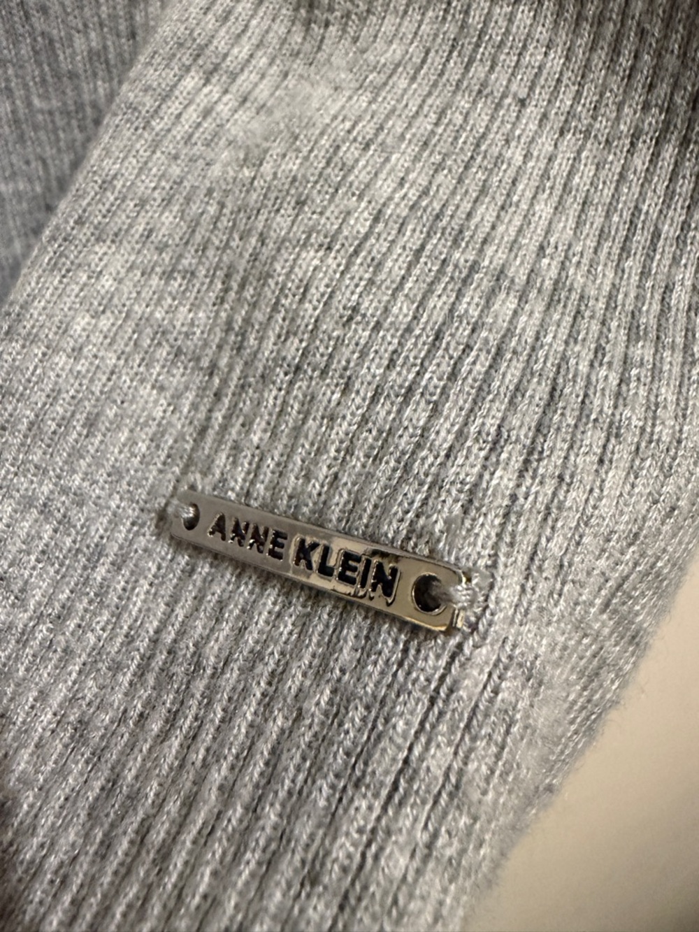 Anne Klein Light Gray Ribbed Mock Neck Sweater - Picture 5 of 7